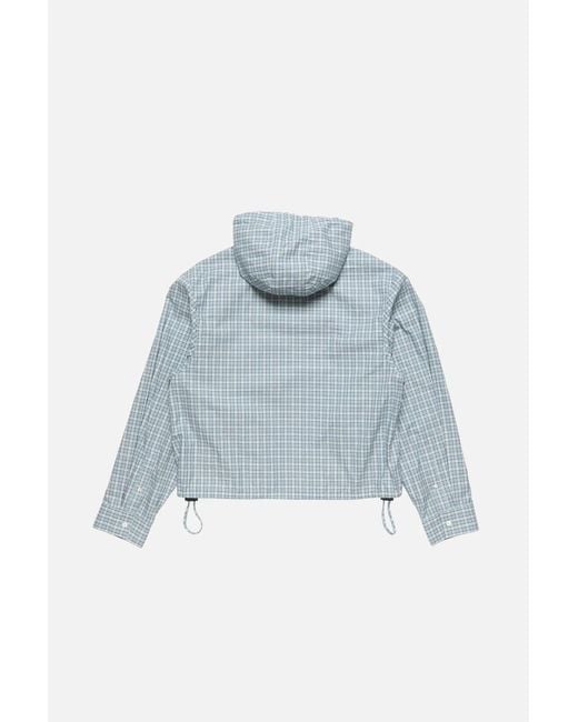 Acne Blue Hooded Check Jacket