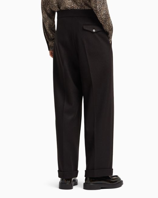 Emporio Armani Black Straight Trousers for men