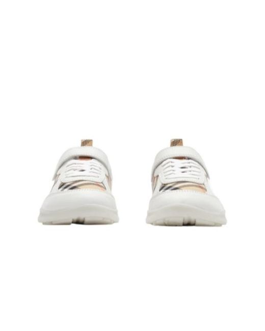Burberry White Check And Leather Matrix Sneakers