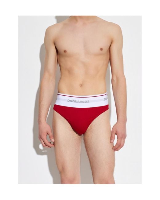 DSquared² Red Logo Briefs for men