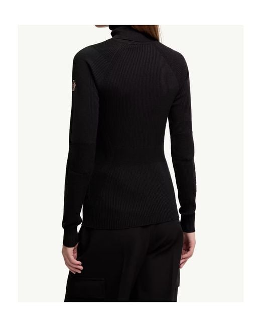 Moncler Black Wool Blend Polo Neck Jumper