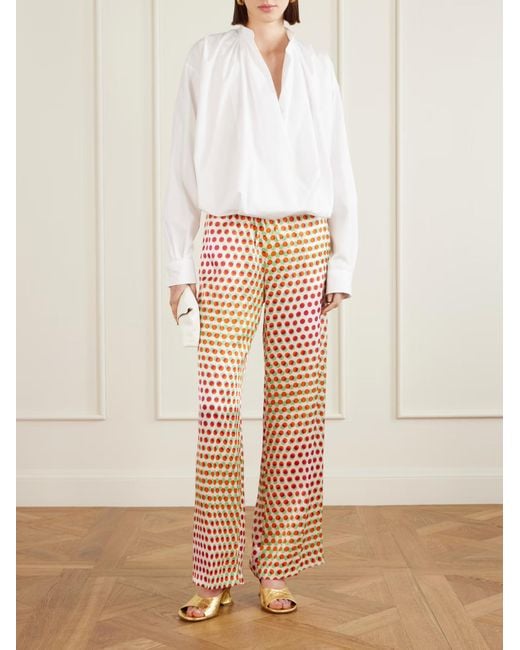 Dries Van Noten White Printed Wide-Leg Casual Pants