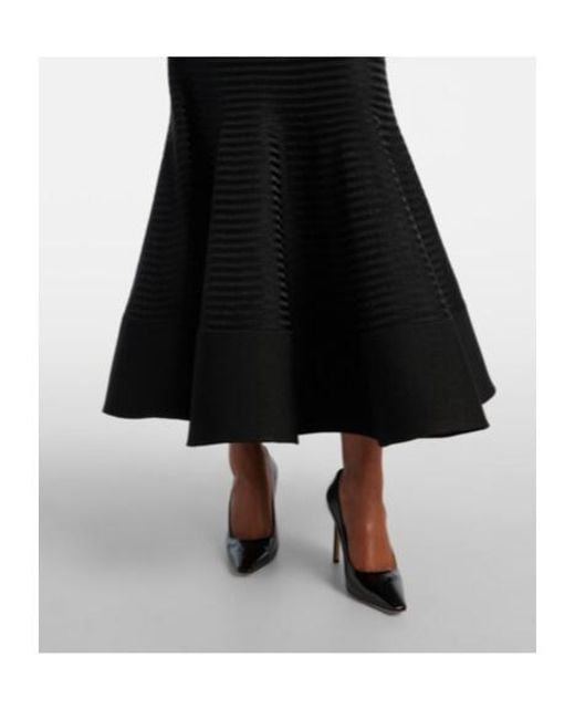 Carolina Herrera Black Off-Shoulder Striped Maxi Dress