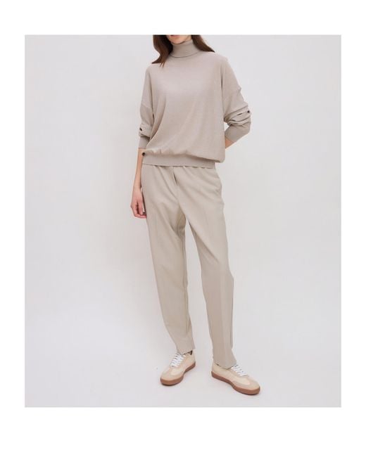 Marella Gray High-Neck Knit Sweater