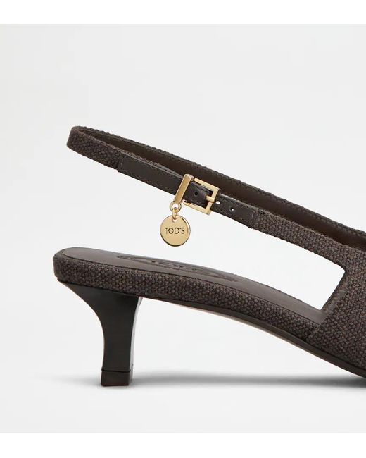 Tod's Brown Croc-Effect Slingback Pumps