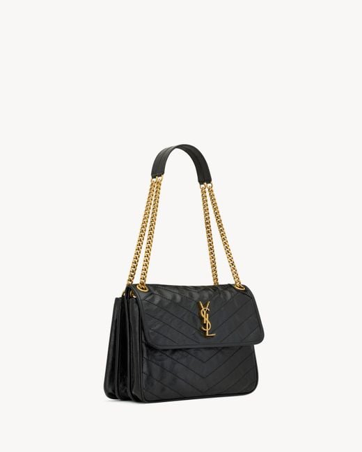 Saint Laurent Black Niki Logo Plaque Shoulder Bag