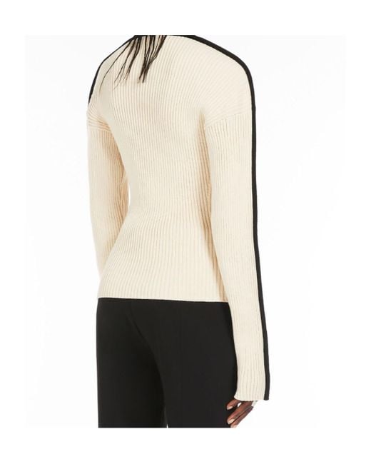 Sportmax Natural Crewneck Ribbed Jumper