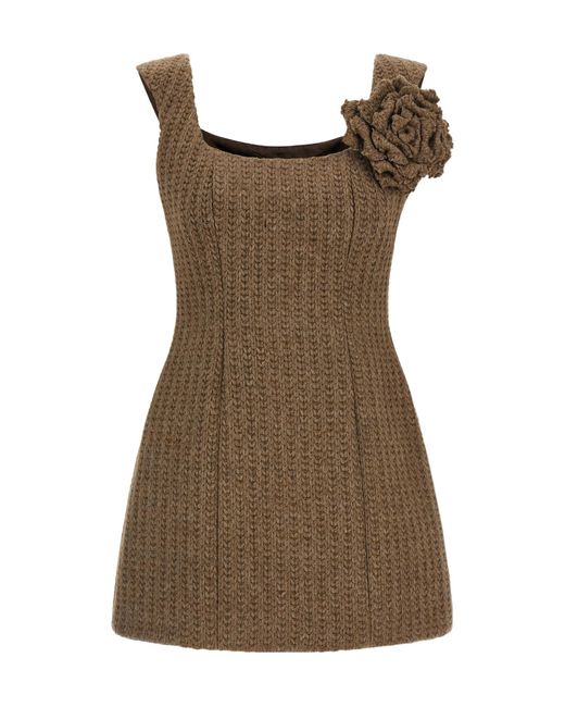 GIUSEPPE DI MORABITO Brown Brooch Knitted Mini Dress