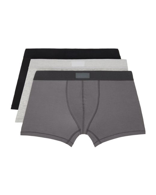Skims Gray Logo Boxer Briefs Three-Pack for men