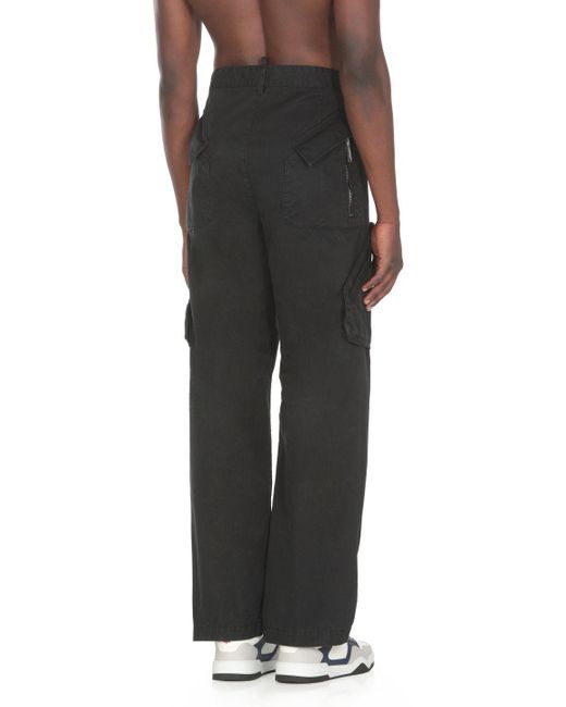DSquared² Black Fisherman Straight-Leg Cargo Pants for men