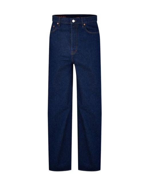 Gucci Blue Logo Patch Jeans for men