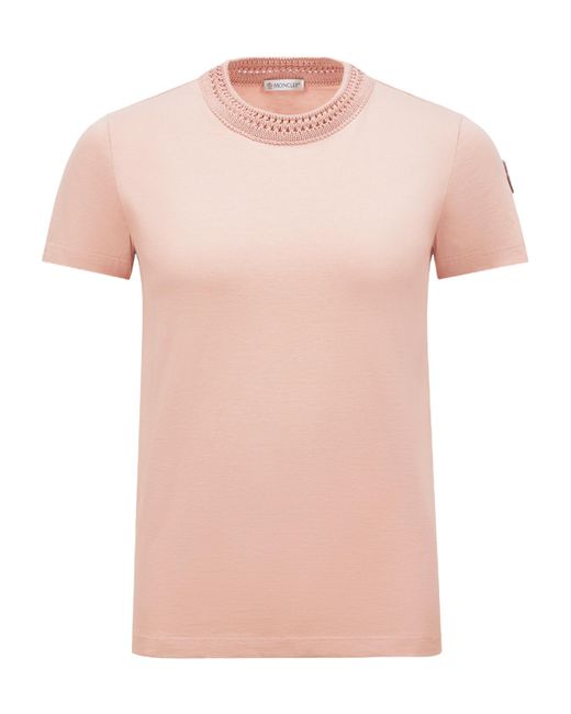 Moncler Pink Crochet Accent T-Shirt