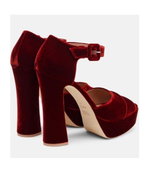 Malone Souliers Red Yuri 125 Velvet Platform Sandals