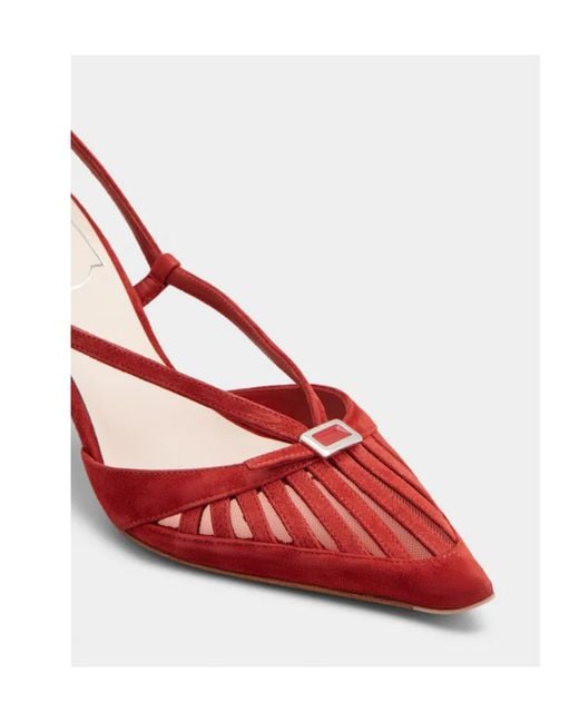 Roger Vivier Red Escarpins Dorsay Virgule En Cuir Velours
