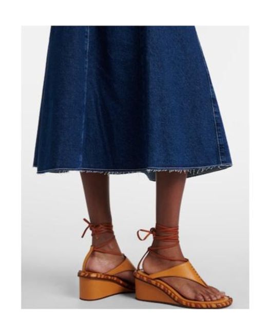 Farm Rio Blue Floral Appliqué Denim Midi Dress
