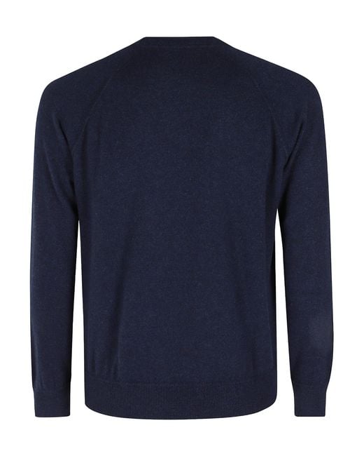 Gran Sasso Blue Cashmere Crewneck Knitwear for men