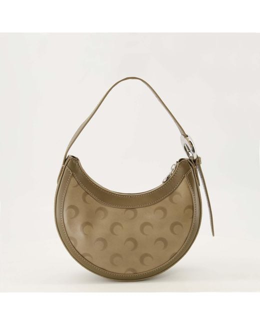 MARINE SERRE Gray Faded Leather Moon Eclips Mini Bag