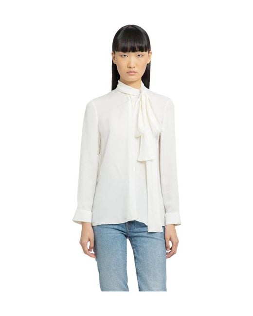 Khaite White Knotted Tie Detailed Blouse