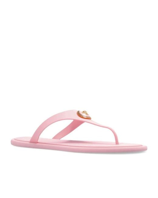 Versace Pink Alia Thong Strap Flat Sandals
