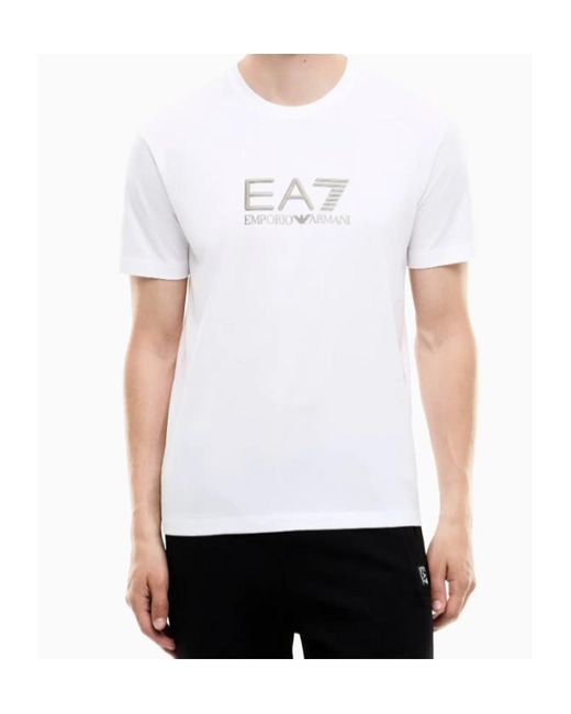 EA7 White Short-Sleeve Crew-Neck Sports T-Shirt for men