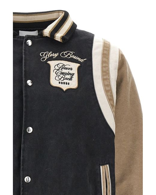 Rhude Black And Khaki Cotton Washed Bomber Jacket for men