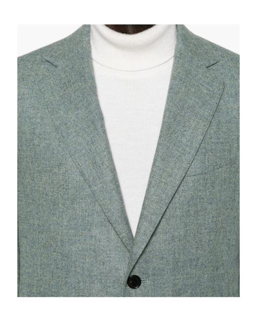 Caruso Blue Long-Sleeved Suit Jacket for men