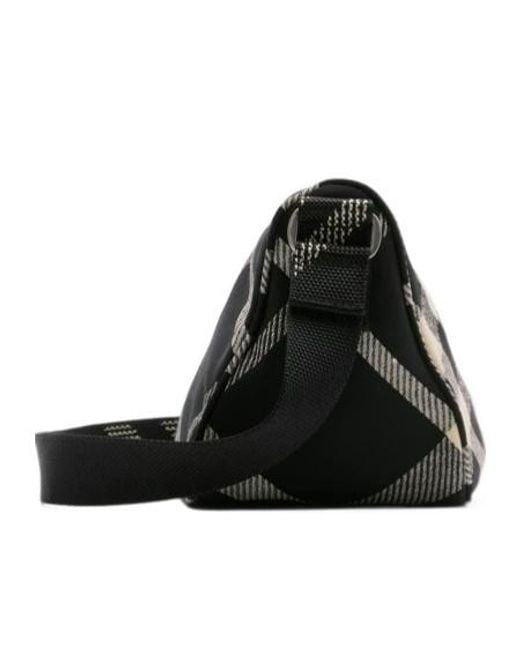 Burberry Black Shield Checked Messenger Bag for men