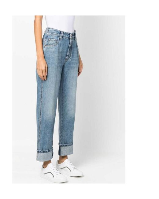 Brunello Cucinelli Blue High-Rise Straight-Leg Jeans