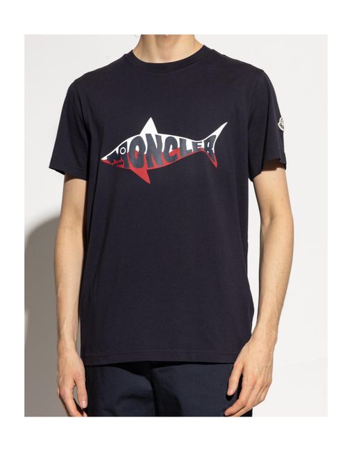 Moncler Blue T-Shirt With Print for men