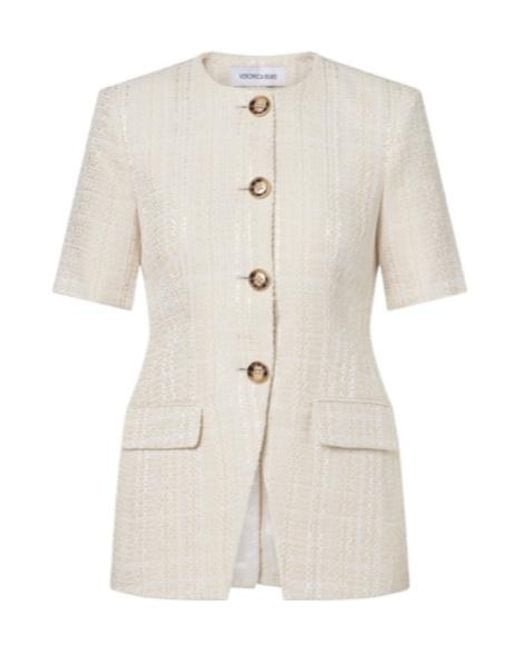Veronica Beard White Bodie Cotton-Blend Tweed Jacket