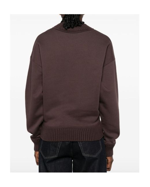 Closed Brown Ribbed-Trim Logo-Embroidered Sweatshirt