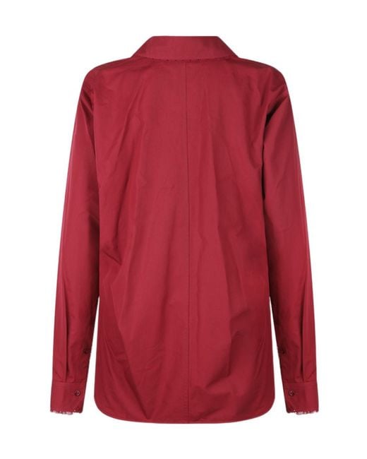 Gucci Red Cotton Popeline Shirt With Ties And Laces Profiles