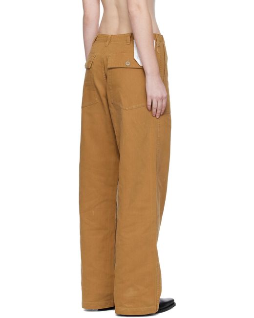 R13 Natural Wide-Leg Cargo Casual Pants