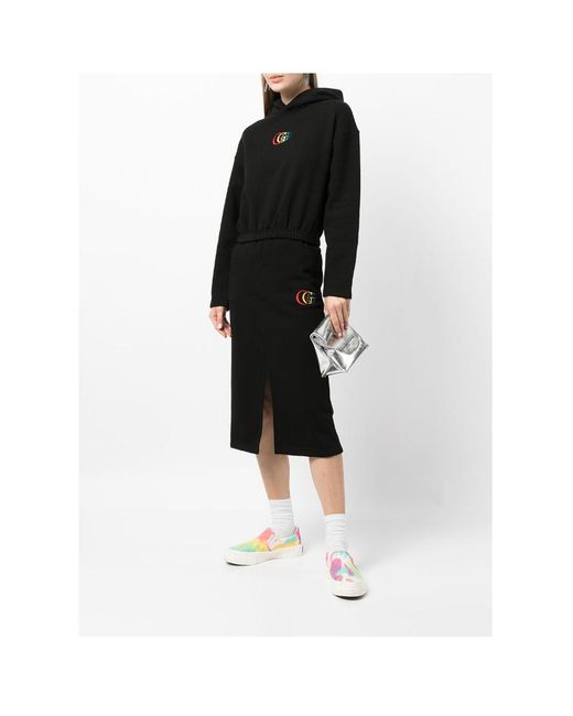 XOXOGOODBOY Black Logo-Embroidered Cropped Hoodie