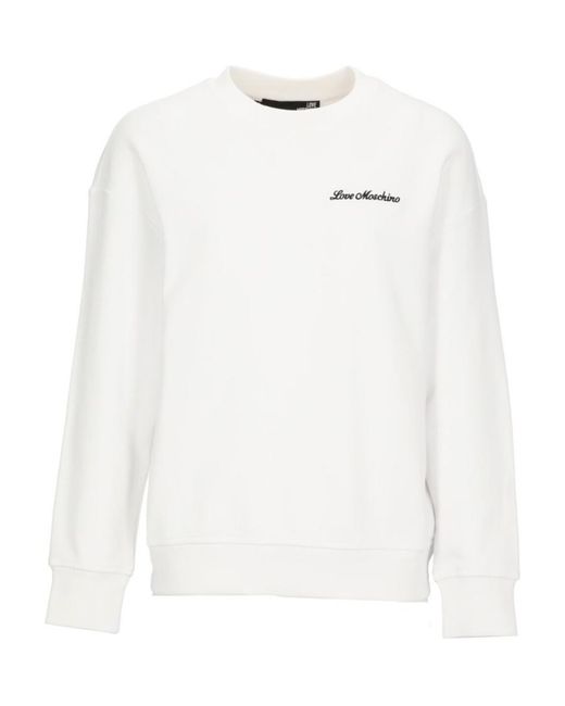 Moschino White Heart-Detail Crew Neck Sweatshirt