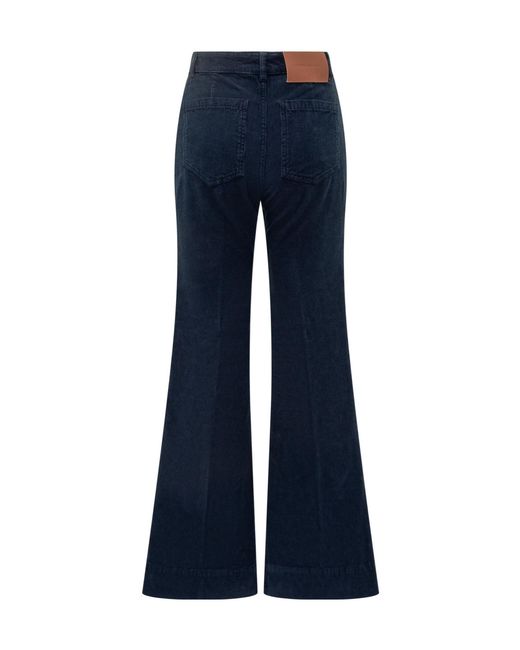 Victoria Beckham Blue High Waist Corduroy Trousers