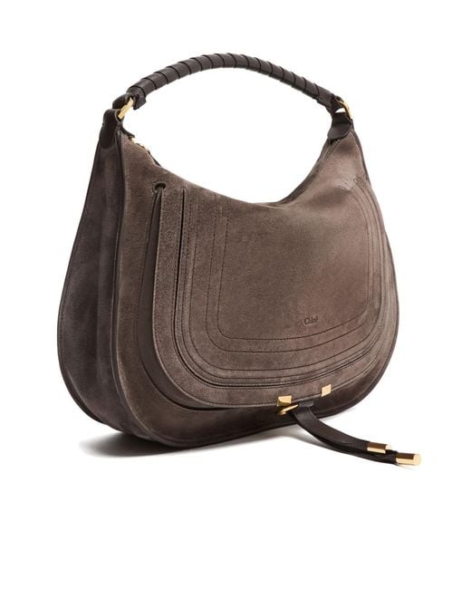 Chloé Brown Marcie Logo Shoulder Bag