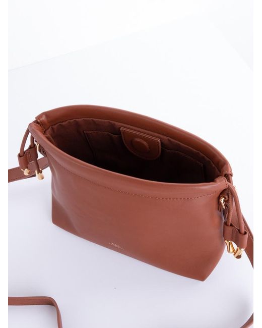 A.P.C. Red Ninon Logo Embossed Mini Shoulder Bag