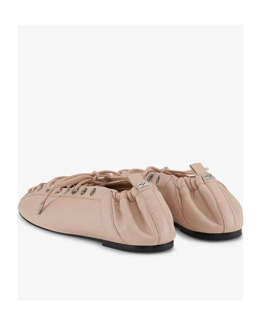 Ganni Pink Lace-Up Ballerinas