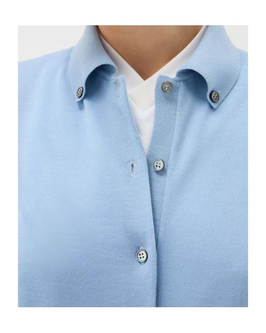 Versace Blue Logo Embroidered Knitted Cardigan