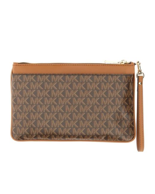 Michael Kors Brown Monogram Leather Clutch Bag