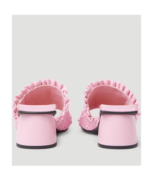 Ganni Pink Smock Kitten Heel Mules