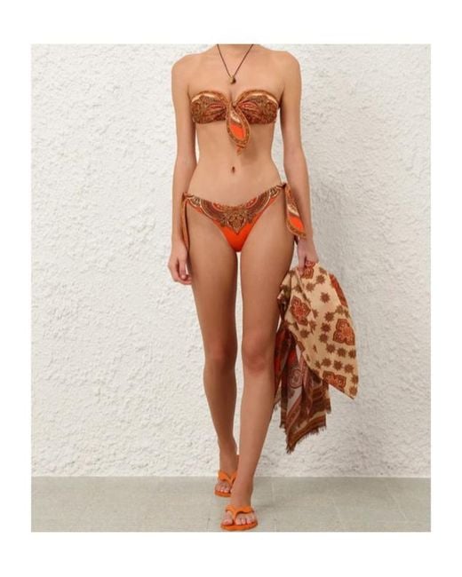 Zimmermann Orange Mahon Scarf Tie Bikini Top