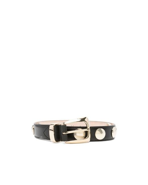 Khaite White Stud-Detailed Buckled Belt