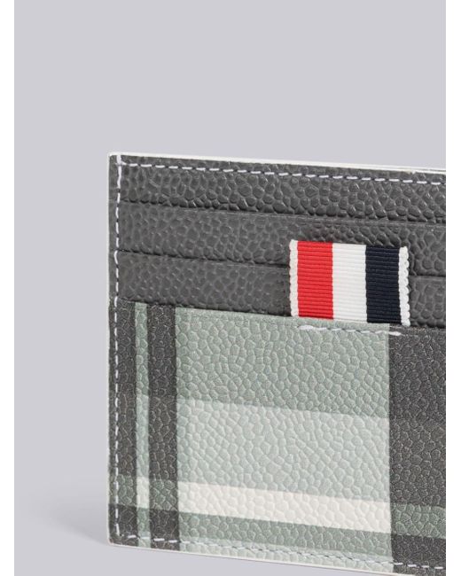 Thom Browne Black Logo-Tag Check-Pattern Cardholder for men