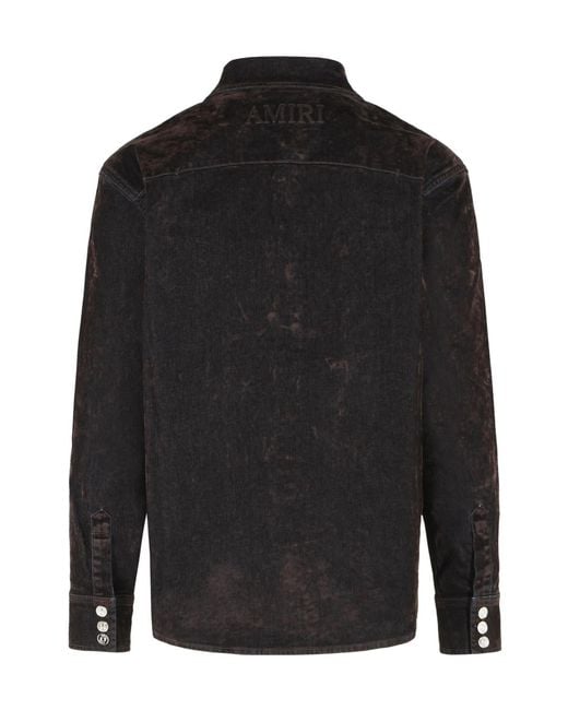 Amiri Black Flocked Inj Denim Shirt for men