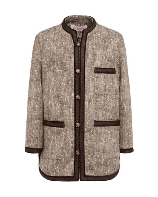 Valentino Brown Wool Chevron Jacket for men