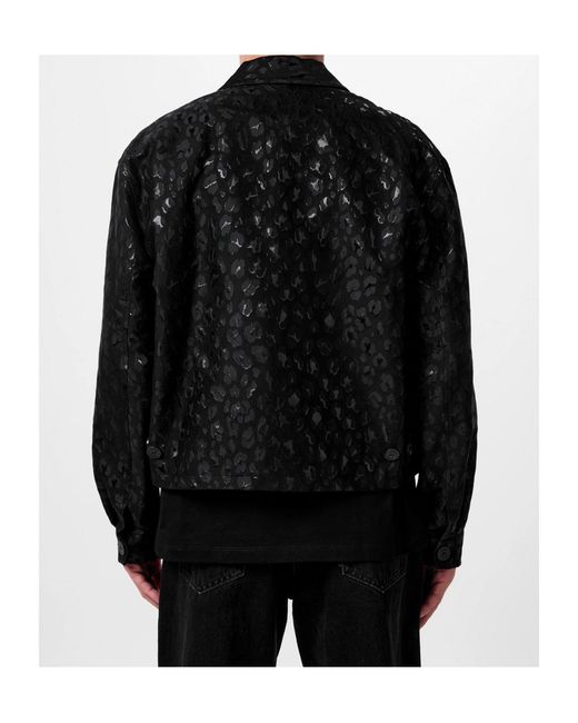 Versace Black Leopard Print Casual Jacket for men