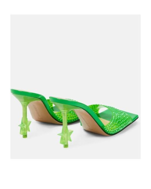 Mach & Mach Green Star Crystal-Embellished Pvc Mules