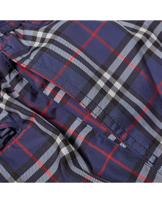 Burberry Blue Check Drawcord Swim Shorts for men